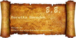 Beretka Benedek névjegykártya